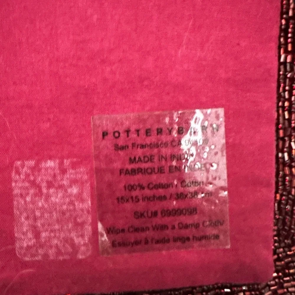 Pottery Barn Red Beaded Square Placemats  15